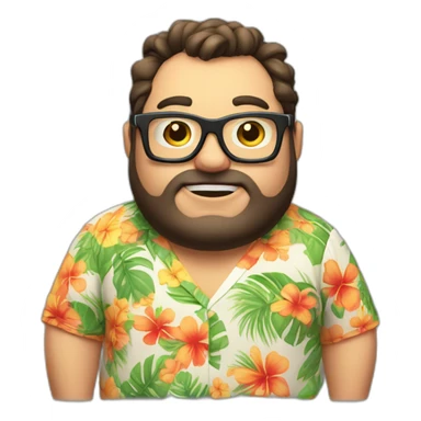 fat guy wearing a hawaii shirt with rectangular glasses playing video games sticker
