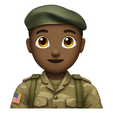 military boy with heart hands in color sticker