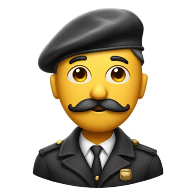 Pensive emoji with moustache wearing beret sticker