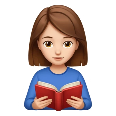 Brown haired girl reading a book sticker