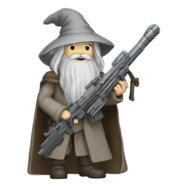 Gandalf with a machine gun sticker
