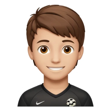 Illustrated emoji of a teen boy with brown hair and brown eyes, hair styled like a soccer player  sticker