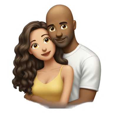Brown bald man with chinhair kissing brunette woman with long hair sticker