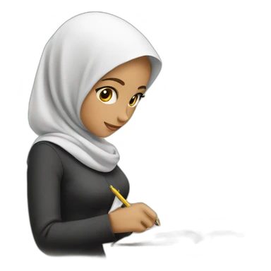 Hijab Girl writing on book sticker