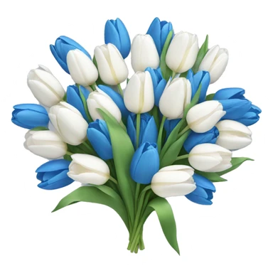 white and blue tulip bouquet  sticker