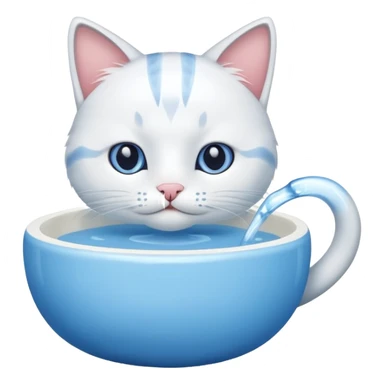 a cat drinks water from a bowl sticker