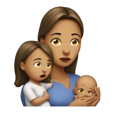 skeptical mother with sad baby sticker