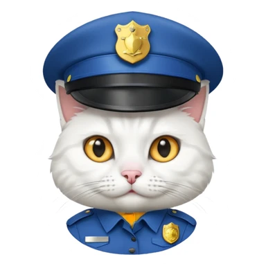 white cat police sticker