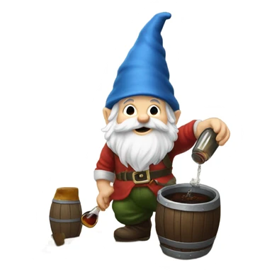 gnome pouring some rum on the ground sticker