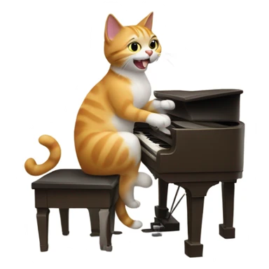 cat playing piano sticker