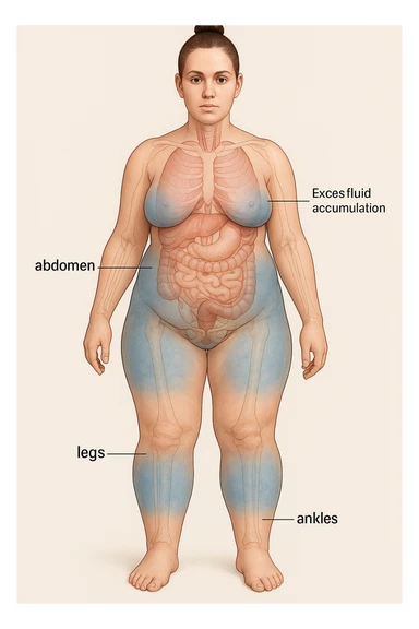 Donna vista anatomicamente con ritenzione idrica sticker