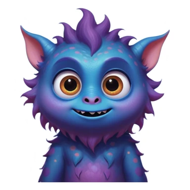 Macroscopic view, create an image of a cartoon monster with extra big shining eyes, by thomas kinkade and paul lehr, pixar cute character design, by Anne Stokes, splashes of neon galaxies, adorably cute, drew struzan inspiration, 2019, by Wojciech Korneli Stattler, beautiful matte painting sticker