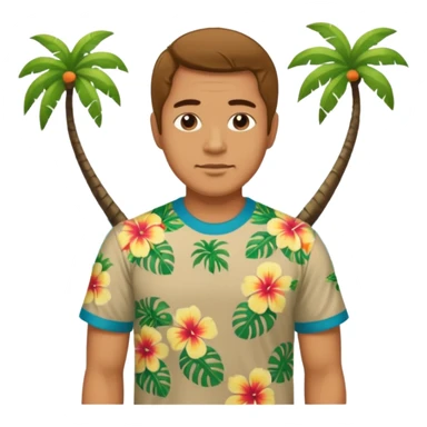 Retro 70s man face in hawaii t-shirt sticker