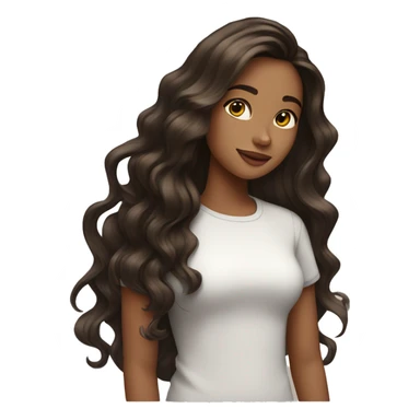 girl with long wavy dark brown hair with highlights  sticker