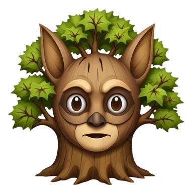 Make a wood with a face and wooden legs and arms and a bat sticker