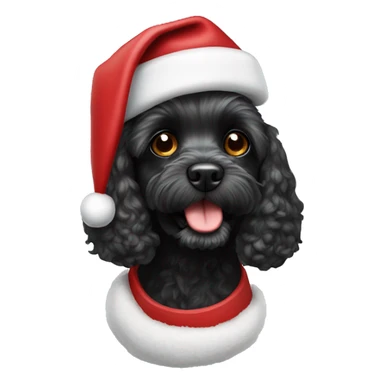 black Cavapoo dog wearing santa hat sticker