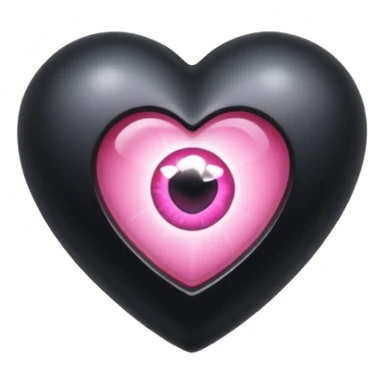 A black heart Gem with a pink eye in the center sticker