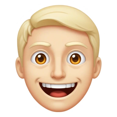 Tight, awkward grin with dead eyes, trying to act normal in chaos. sticker