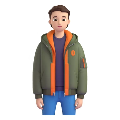 teenage boy wearing a jacket, hands in pockets sticker