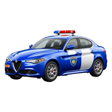 crea auto di servzio alfa romeo giulia tutta blu scuro con la scritta sul lato polizia penitenziaria  sticker