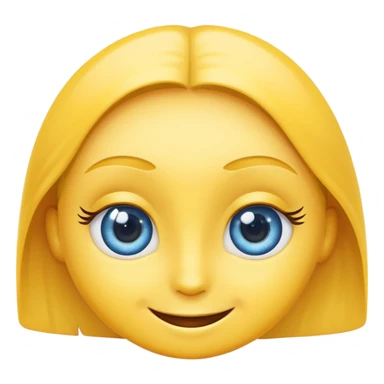 yellow emoji, big blue eyes, smiling, pronounced eyebrows and long eyelashes sticker