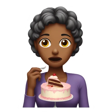 woman sad nervous eating cake sticker