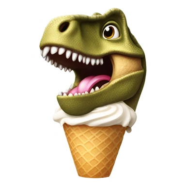 Dinosaur eating ice cream sticker