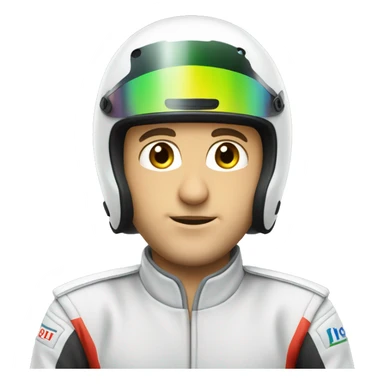 caucasian racecar driver wearing helmet sticker