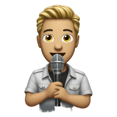 The sound engineer holds a microphone in his hands sticker