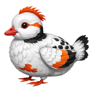 Asian Painted Fluffy Realistic Rock Ptarmigan-Dwarf-Hotot-Koi-Fish-Animal-hybrid, full body, with red marking over eye sticker