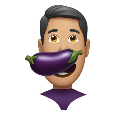 A guy holding an egg plant to his face sticker