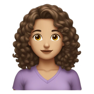 curly brunette girl with shoulder-length hair and brown eyes sticker