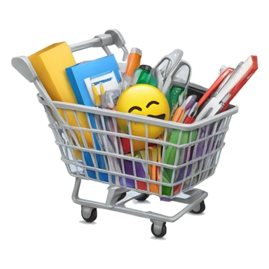 shopping basket full of office supplies sticker