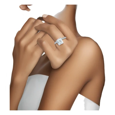 Silver band Elongated Cushion cut diamond ring sticker