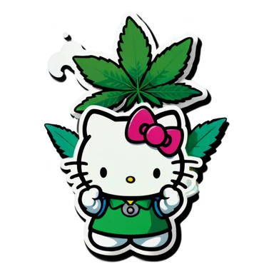 hello kitty smoking weed  sticker