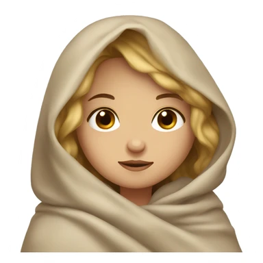 Cute dark blonde girl with brown eyes cuddling in a blanket sticker