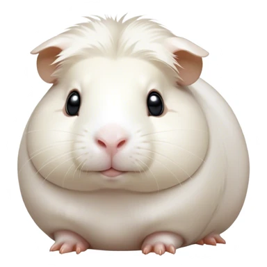 Cinematic Noble White Guinea Pig Portrait Emoji, Poised and regal, with a compact, chubby build and a pristine, well-groomed pure white fur, deep-set soulful dark eyes, Simplified yet sharp and sophisticated features, highly detailed, glowing with a soft, dignified glow, high shine, intelligent and sweet, stylized with an air of gentle purity, focused and attentive, soft glowing outline, capturing the essence of a watchful and confident little companion, so majestic it feels as though it could scurry out of the screen with effortless authority! sticker