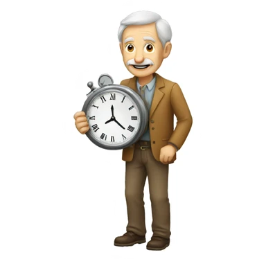OLD MAN HOLDING CLOCK sticker