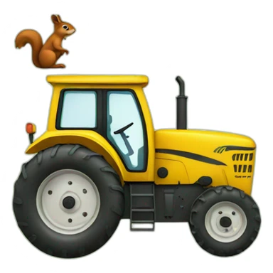 A tractor with a squirrel in it sticker
