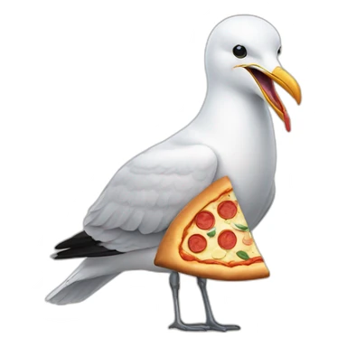 seagull holding pizza slice in beak sticker