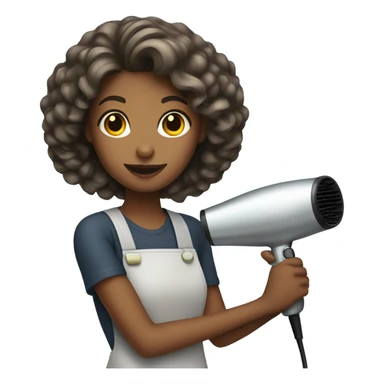 girl hairdresser with hairdryer sticker