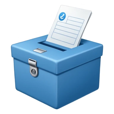 A paper blue box with a check in side sticker