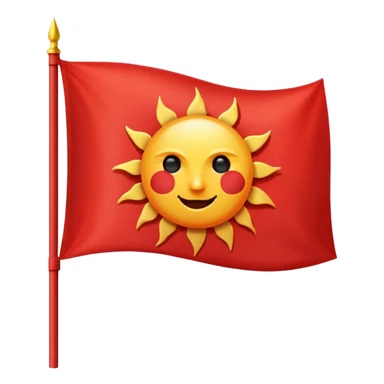 Creat sun and half moon symbol in red flag, flag like 🚩  sticker