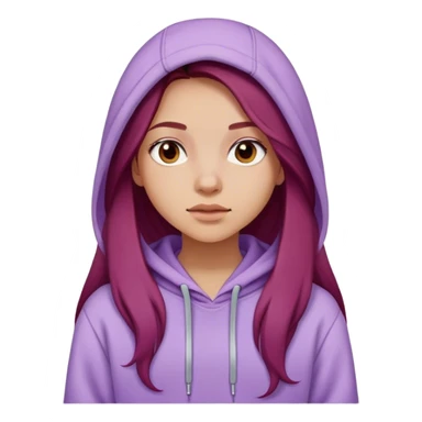 Dark red long hair Girl wearing a lilac colored hoodie  sticker
