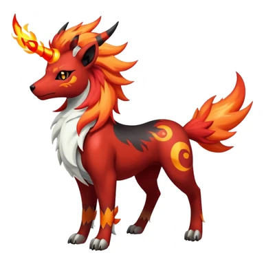 Shiny Exotic Gothic Rapidash-Houndoom-Arcanine-Pokémon-Fakémon-hybrid-creature sticker