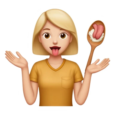 tongue out with hands on the side like they are scopping for something sticker