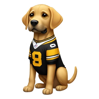 Labrador with Steelers jersey sticker