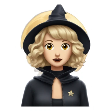 witch with a cat in space with Taylor Swift flyng sticker