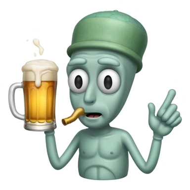 Squidward with a beer sticker