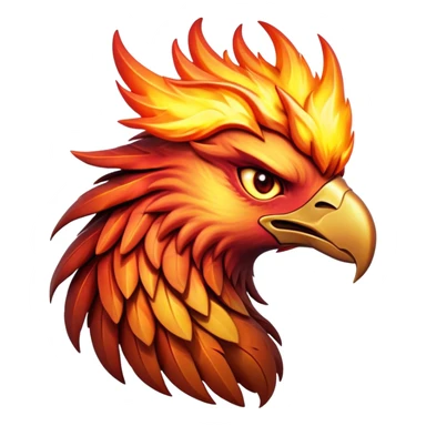 Cinematic Fierce Battle-Hardened Mystical Fire Phoenix Portrait Emoji, head tilted with an aggressive, unwavering gaze that speaks of relentless combat. The flame-kissed form is marked by rugged, charred feathers and vivid battle scars. Its blazing eyes radiate raw intensity and steely resolve, rendered with lifelike detail and stark natural lighting, high shine, channeling an aura of unyielding warlike energy and valor, softened by a dynamic glowing outline that highlights its battle-earned ferocity. sticker